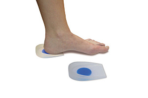 Silicone Heel cup - two densities with central softer blue dot